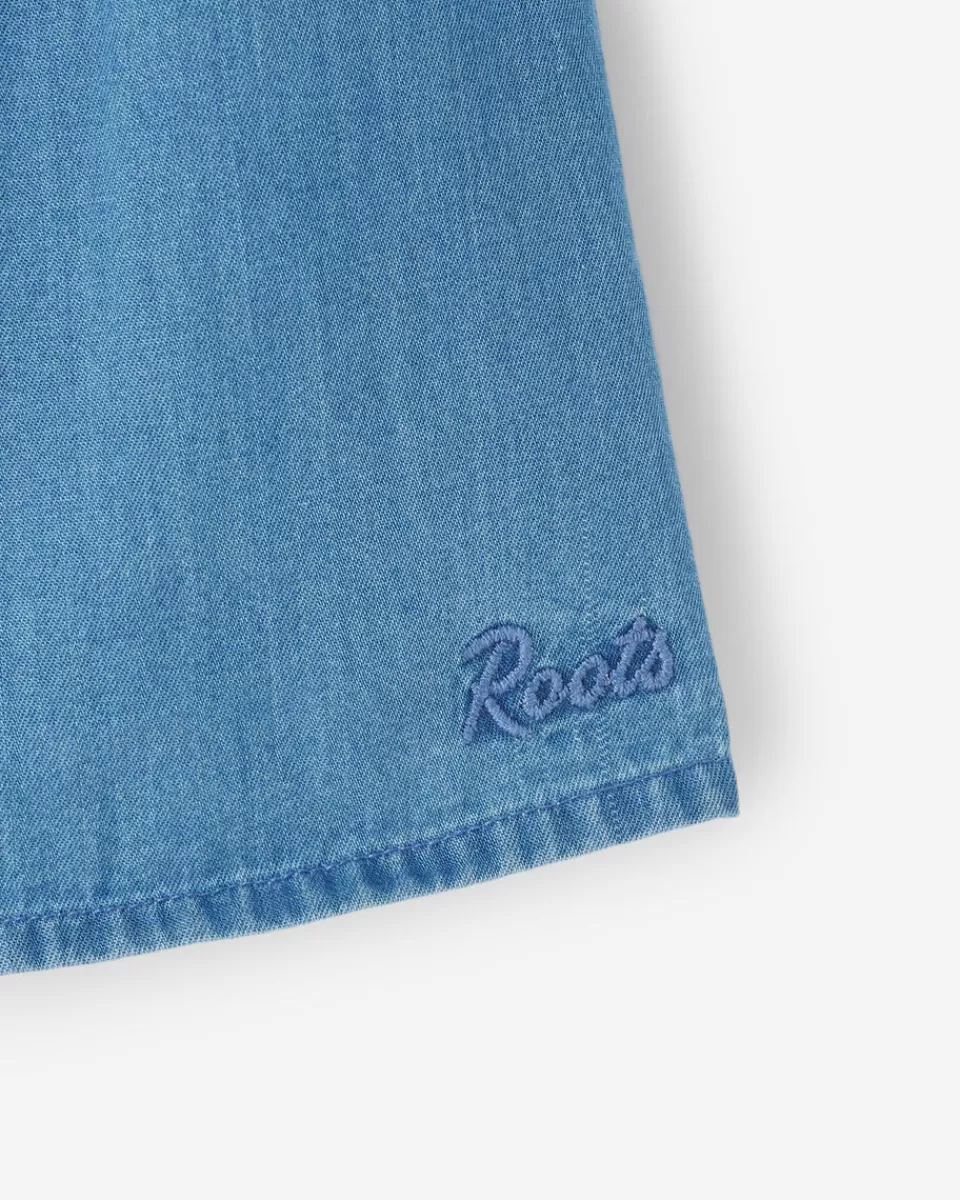 baby_chambray_smocked_dress_3.webp Roots Baby Chambray Smocked Dress WASHED INDIGO Flash Sale