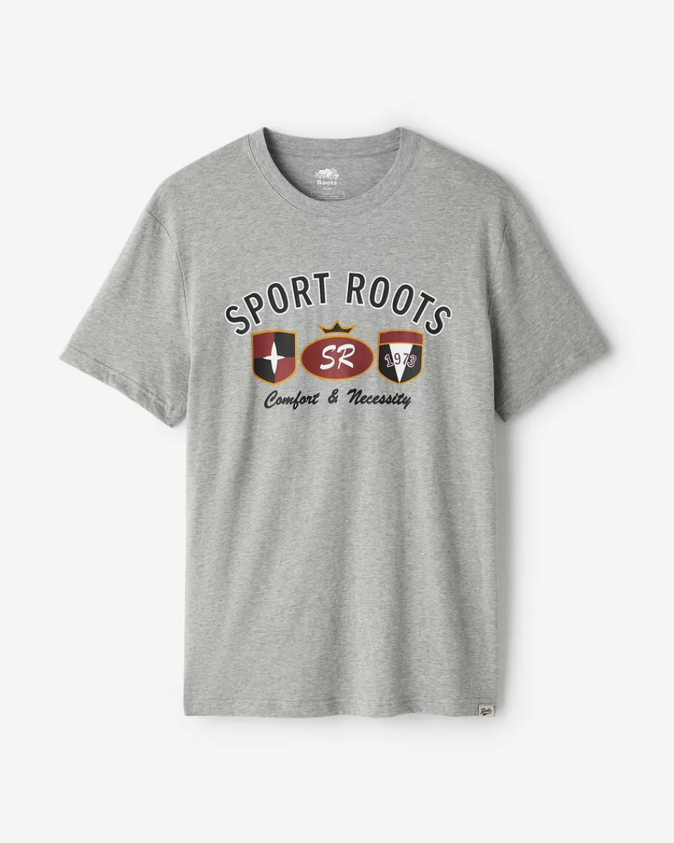 Roots Mens Sport Heritage T-Shirt GREY MIX Flash Sale