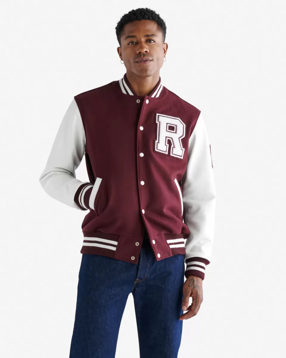 Roots Mens Vintage Varsity Jacket MAROON/WHITE Best Sale