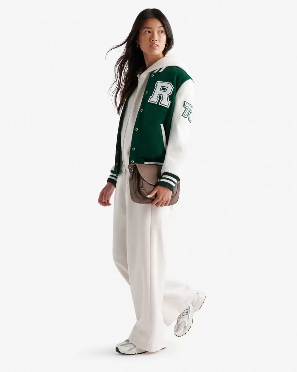Roots Womens Vintage Varsity Jacket PARK GREEN Clearance