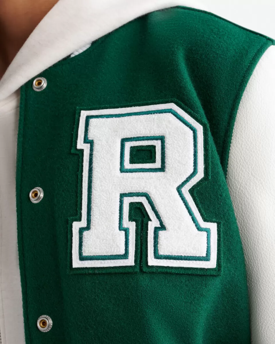 Roots Womens Vintage Varsity Jacket PARK GREEN Clearance